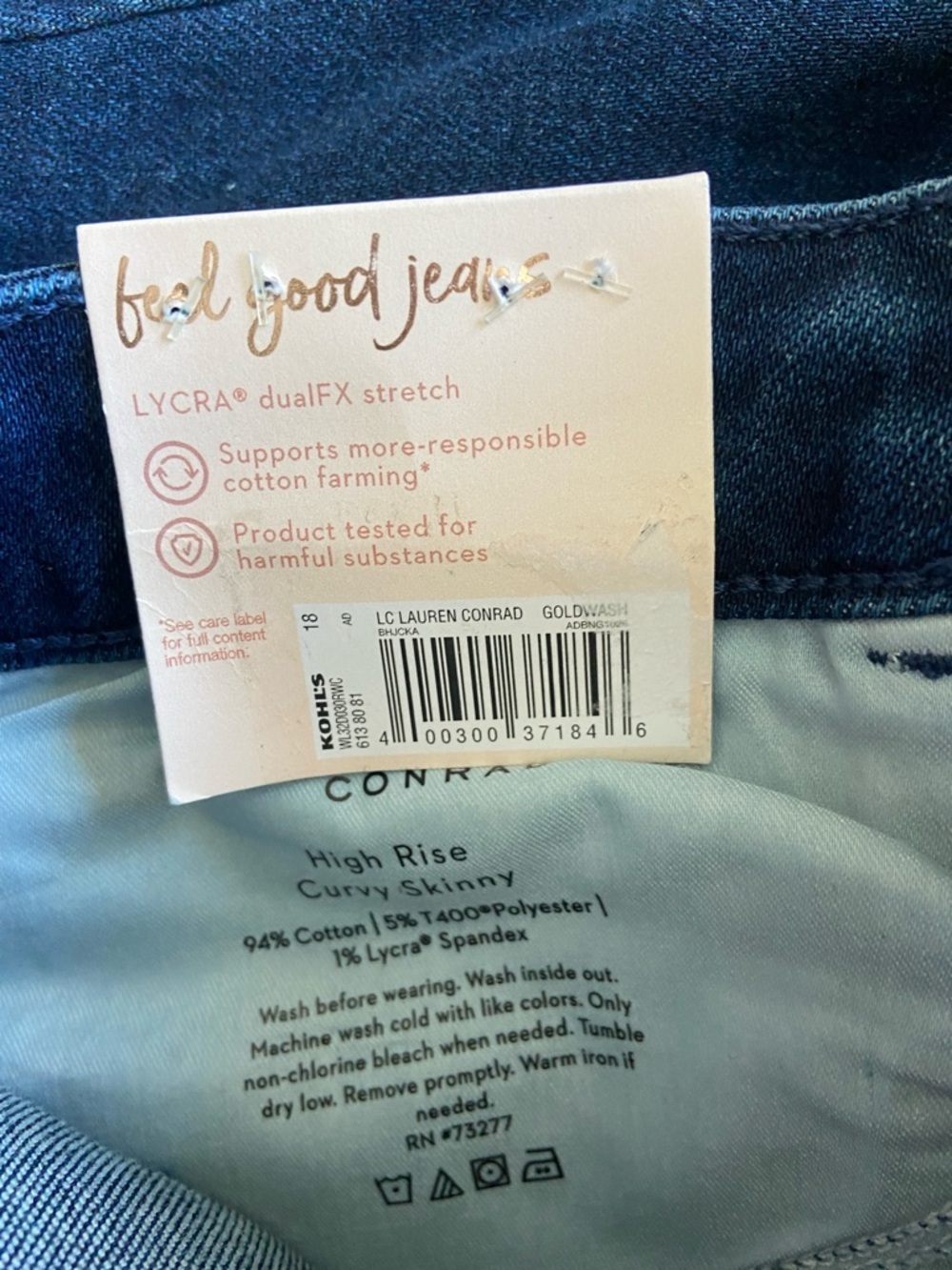 NWT LC Lauren Conrad Feel Good High Rise Curvy Skinny Womens Size 18 - Picture 5 of 6